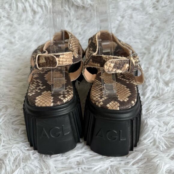 AGL Violante Snake Print Leather Sandals with Lug Platform Sole Size 10.5 - Picture 10 of 10